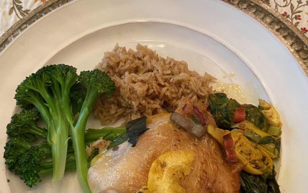 Lemony Chicken Thighs with Sunchokes & Swiss Chard